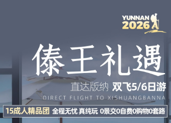 【傣王礼遇】西双版纳双飞5/6日纯玩游 15成人团