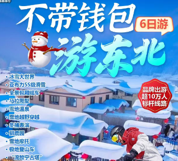 【不带钱包游东北】哈尔滨 亚布力滑雪 雪乡6日游