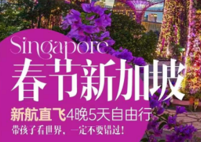 【2024寒假春节】新加坡自由行 <国航/新航/吉祥 >机票+团签，上海直航
