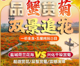 品蟹赏菊·双景追花<兴化+盐城纯玩2日游>