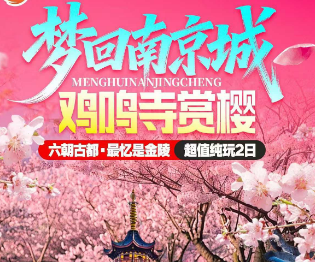 <梦回南京城&鸡鸣寺赏樱2日游>牛首山圣境/中山陵/鸡鸣寺祈福/夫子庙秦淮河